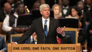 Joe Biden Touts Endorsement From the Guy Who Poisoned Flint, Michigan